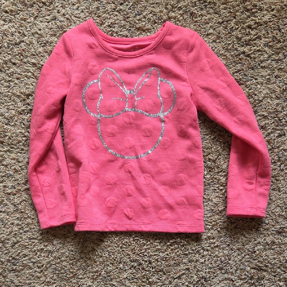 Disney Pink Long Sleeve Tee with Silver Bow